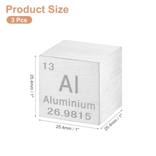 Image of uxcell 3 Pcs Aluminum, 1 Inch High Density Metal Element Metal Density for Chemical Elements Collection Science Education Experiment Application, Silver