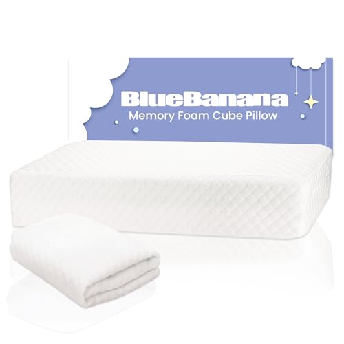 BlueBanana Cube Pillow for Side Sleepers, Pain Reduction Cube Memory Foam Pillow with Extra Pillow Cover | Provide Head and Neck Support | 24”x 12”x 5” Inches Square Pillow