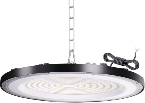 300W UFO LED Lámpara de Alta Bahía, 6500K BlancaFría LED UFO High Bay Lumière,30000LM IP65 Impermeable Campana LED Industrial lampara techo para Fábricas, Aeropuerto, Patio, Garaje,Taller (300W)