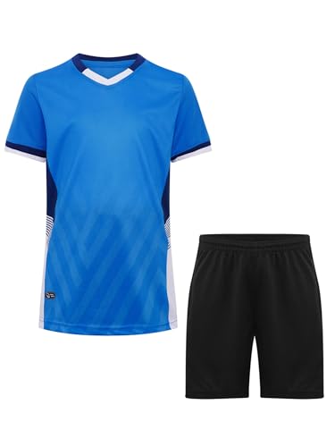 easyforever Kids Sport Shorts Sets Boys Football Training Suit Shorts and T-Shirt Set for School Sports Competition