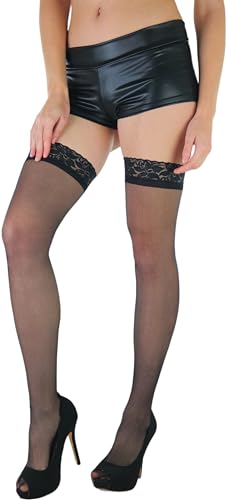 Image of ToBeInStyle Women's Sheer Banded Thigh High Socking w /Opaque Band