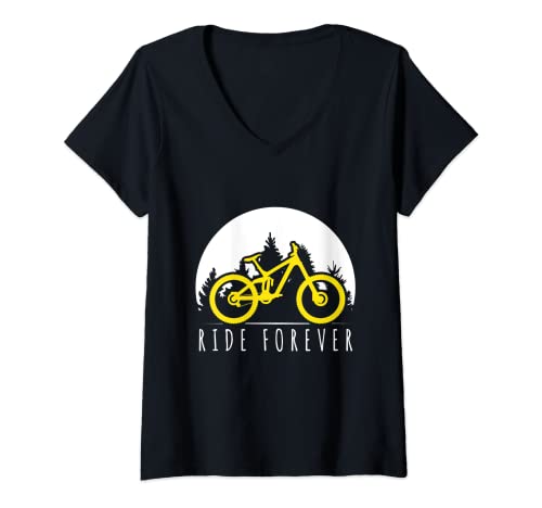Donna Giro in bicicletta in bicicletta Divertente motociclista Maglietta con Collo a V