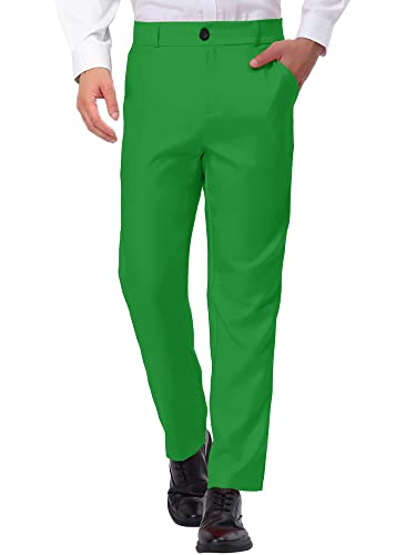 Lars Amadeus Solid Color Dress Pants for Men's Straight Fit Flat Front Chino Trousers