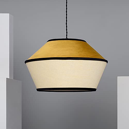 Lámparas de Techo Salon LEDKIA LIGHTING Lámpara Colgante Terciopelo Trompa 1730xØ450 mm Mostaza E27 Casquillo Gordo Terciopelo Decoración Salón,...