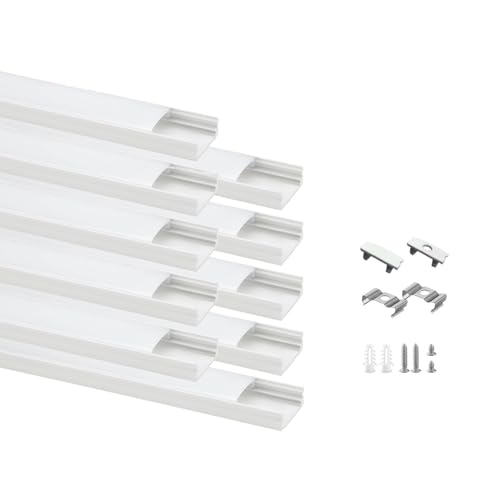 Besseto 10Pack 6.6Ft/2M White LED Aluminum Channel,LED Strip Light Diffuser Aluminum Channel Profile...