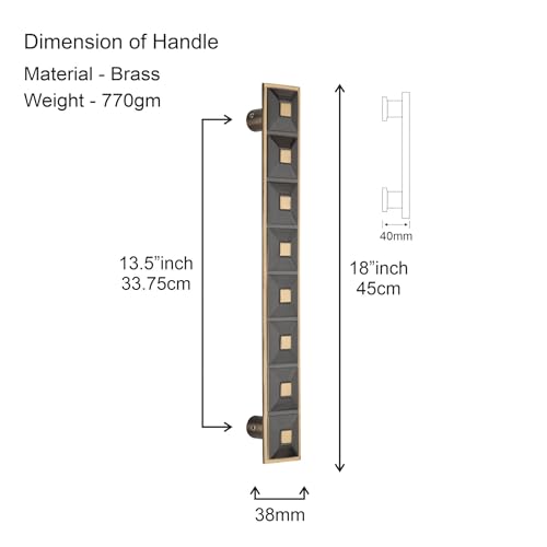 Image of COMPASS 18 inch Brass Main Door Handle | Door Handles for Main Door | Pull Handles for All The Doors of House | Office | Hotels | PH-237 (Pack of 1, Antique Finish)