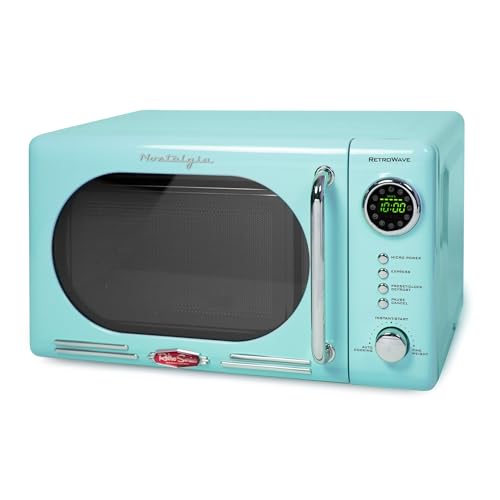 Retro 0.7 Cu. ft. 700-Watt Countertop Microwave Oven in Aqua – Stylish and Functional Kitchen Essential