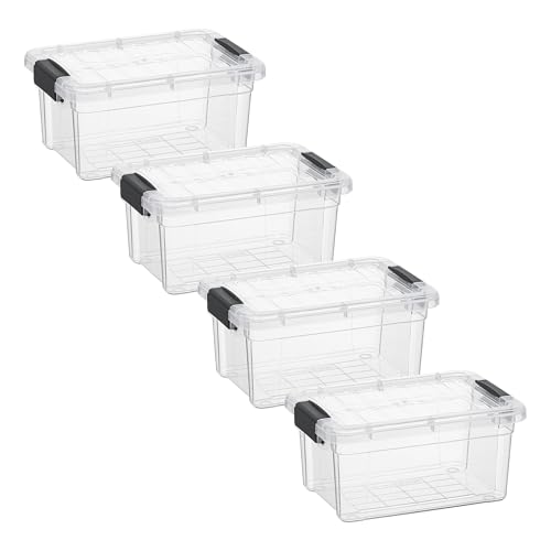 Image of Superio 1.85 Quart Clear Plastic Storage Boxes with Lids, Stackable Organizer Containers, BPA-Free Storage Bins for Home, Office, School & Dorm, 4 Pack