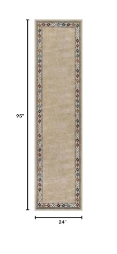 Image of Lahome Modern Bordered Hallway Runner, 2.5x8 Rug Non-Slip Washable Kitchen Runner Rugs Non Skid Washable Ultra-Thin Soft Carpet for Hallways Bathroom Laundry Bedroom (2.5'x 8',Beige)