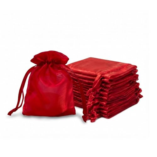 Image of QIANF 20 Pcs Red Small Organza Bags 3X4 inch for Wedding Favors with Drawstring, Mini Mesh Gift Bags Jewelry Pouch for Candy Bridal Shower Party Favor Baby Shower Christmas