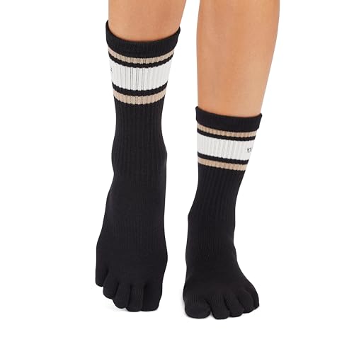 toesox Women's Grip Crew Socks - Non Slip Crew Full Toe for Yoga & Ballet2