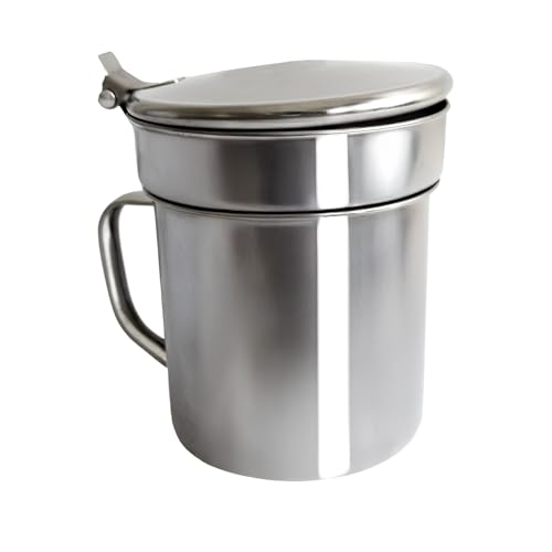Fackelmann Grasera de Aceite 500 ml, Acero Inoxidable con Acabado Espejo, Elegante y Duradera para Almacenar y Servir Aceite Usado, Apta para Lavavajillas, 9 cm, 1 ud.