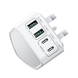 USB C Plug UK, 40W 4-Port USBC Plug Fast Charge Multi Charger Plug Dual PD Power Adapter +QC Wall Charger Head Multiport Type C Charging Plug for iPhone 17 16 15 14 13 12 11 Pro Max, Samsung, iPad - Image 1