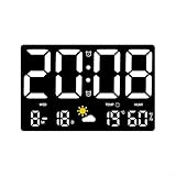 Autilyshop Stazione meteo digitale LCD per interni ed esterni, con termometro senza fili, con ampio display a colori, funzione di previsione, doppio allarme e calendario, per uso domestico e giardino