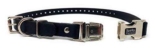 Sparky Pet Co - Apollo Ecollar Replacement Strap - Dog Collar - Waterproof Biothane - Adjustable - Double Buckle - Quick Snap Metal Clasp - For Invisible Fence Systems - 3/4" X 28" (Black) #TOP1