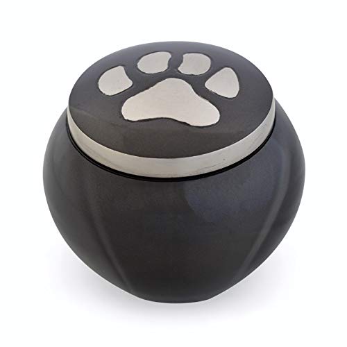 Best Friend Services Pet Urn - Memorial Cremation Pet Urns For Dog And Cat Ashes, Hand Carved Mia Series Urn For Pets Up To 25 Lbs (Small, Slate, Single Pewter Paw) #TOP30