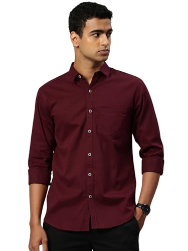 Image of Majestic Man Comfort Slim Fit Solid Pure Cotton Self Design Casual Shirt