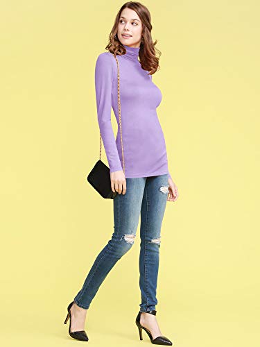 Image of Lock and Love Women's Turtleneck Top Lightweight Long Sleeve Slim Fit Pullover, Soft Rayon Stretch Layering Basic, S-3XL
