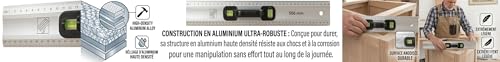 Règle en aluminium avec niveau 500 mm outil maçonnerie menuiserie léger et anodisé - 3