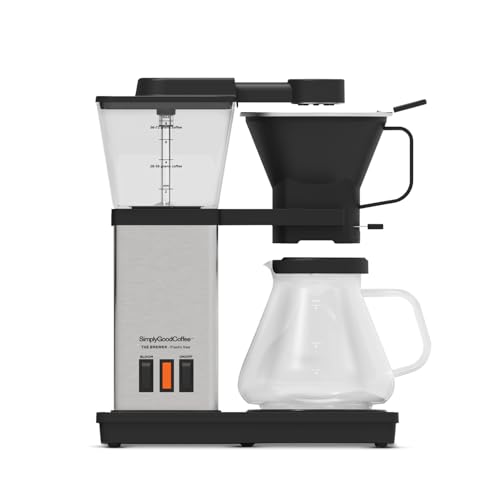 SimplyGoodCoffee THE BREWER - Plastic-Free. Coffee Maker/Coffee Machine. 8 Cup Automatic Drip Pour Over Coffee Brewer. Easy To Use, Gold Cup Standard. Black/Stainless Steel