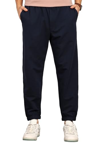 Image of Alan Jones Clothing Mens Washed Jersey Cotton Joggers Pants | Soft Stretch Cotton | Ankle Length with Elastic Hems