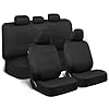 BDK PolyPro Car Seat Covers Full Set in Solid Black, Front and Rear Split Bench Seat Covers for Cars, Easy to Install Car Seats Cover Set and Accessories for Auto Trucks Van SUV – Solid Black