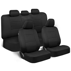 BDK PolyPro Car Seat Covers Full Set in Solid Black, Front and Rear Split Bench Seat Covers for Cars, Easy to Install Car Seats Cover Set and Accessories for Auto Trucks Van SUV – Solid Black