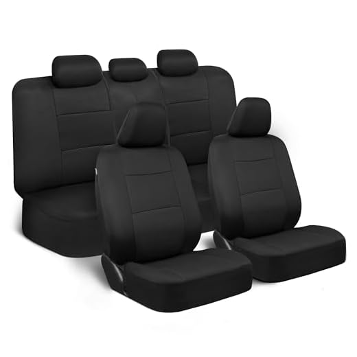 BDK PolyPro Car Seat Covers Full Set in Solid Black, Front and Rear Split Bench Seat Covers for Cars, Easy to Install Car Seats Cover Set and Accessories for Auto Trucks Van SUV - Solid Black