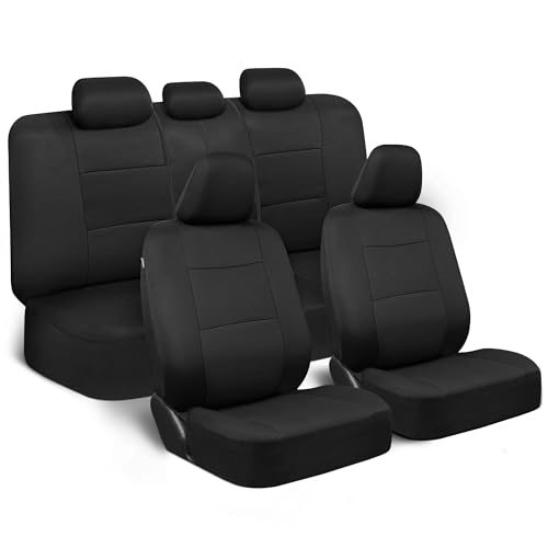 BDK PolyPro Car Seat Covers Full Set in Solid Black, Front and Rear Split Bench Seat Covers for Cars, Easy to Install Car Seats Cover Set and Accessories for Auto Trucks Van SUV - Solid Black by BDK - Used condition - US$27.39
