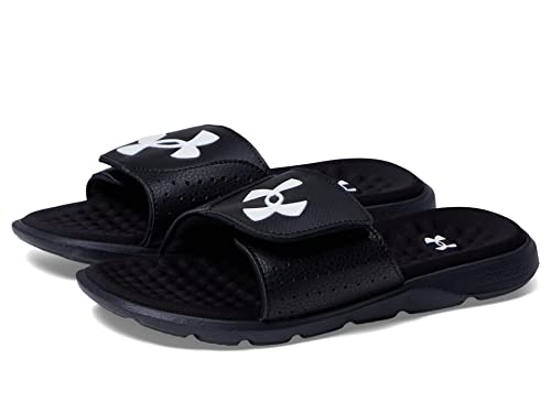Under Armour boys Ignite Pro Slide Sandal, (001) Black/Black/White, 13 Little Kid US