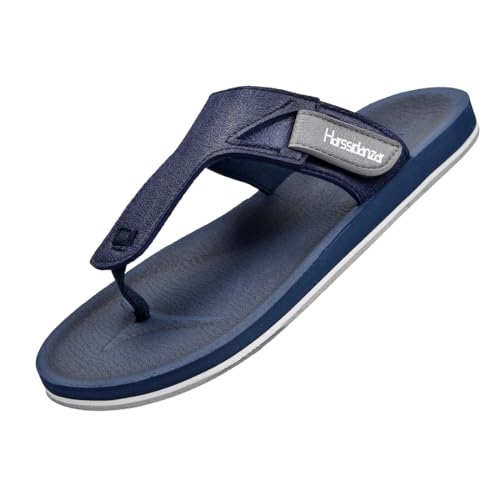 Harssidanzar Men Flip-Flops Flat Indoor Outdoor Summer Beach Thong Slip on Sandals KM235US
