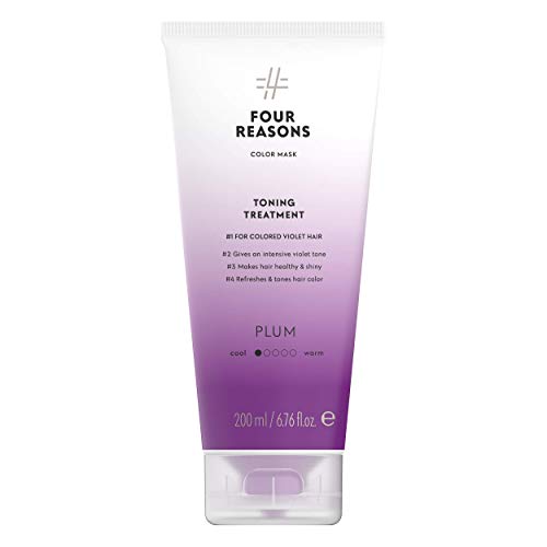 Four Reasons Color Mask - Plum - (19 Colors) Toning Treatment, Color Depositing Conditioner, Tone & Enhance Color-Treated Hair - Semi Permanent Hair Dye, Vegan and Cruelty-Free, 6.76 fl oz