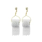 New 2025 1Pair Funny Toilet Paper Simulated Pearl Drop Earrings Creative Roll Towel Statement Woman Personality Jewelry Findings Fashion Trendy Accessories Gift
