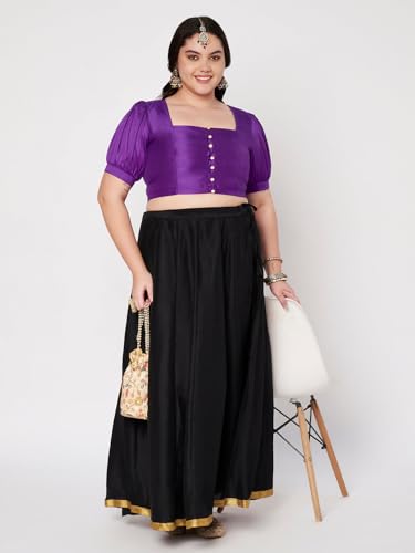 Image of studio rasa Women's Plus Size Silk Blend Button Down Crop Top for Wedding Festive Party