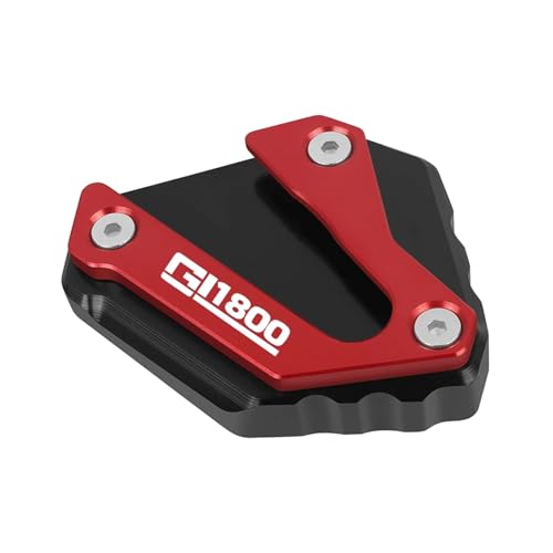 に適合するホンダ に適合するゴールドウイング GL1800 F6B 2018-2023用 オートバイ用CNCキックスタンド延長プレート フットサイドスタンド 拡大パッド(Red-with logo)