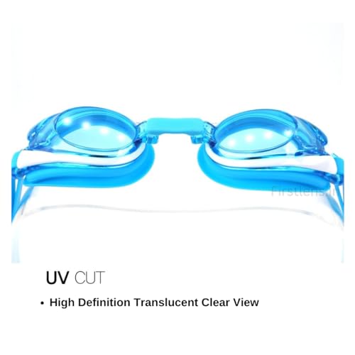 Image of First Lens Junior Powered Swimming Goggles For Kids | AntiFog | Crystal Clear Vision | UV Protction - 007 - (-4.00) Blue Age (3 to 8)
