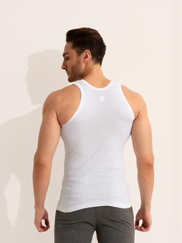 Image of Rupa Frontline Xing Sleeveless Vest for Men, 100% Cotton Material, Round Neck, Regular Fit, Pack of 5