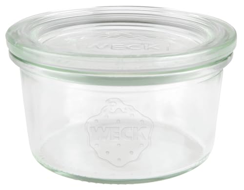 Weck Lot de 12 bocaux de conservation avec couvercle en verre, 165 ml, 1 24165SK12EW01
