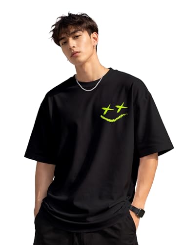 Image of fanideaz Mens Oversized Printed Half Sleeve Branded Cotton T-Shirt for Mens || Back Printed t Shirts for Men || Oversized t Shirts for Men