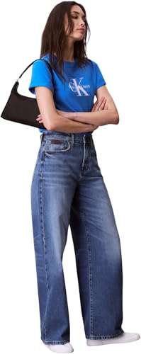 Calvin Klein Damen T-Shirt Kurzarm Hero Classic Monologo Tee mit Rundhalsausschnitt, Blau (Cobalt Blue), 2XS – Ansicht 4