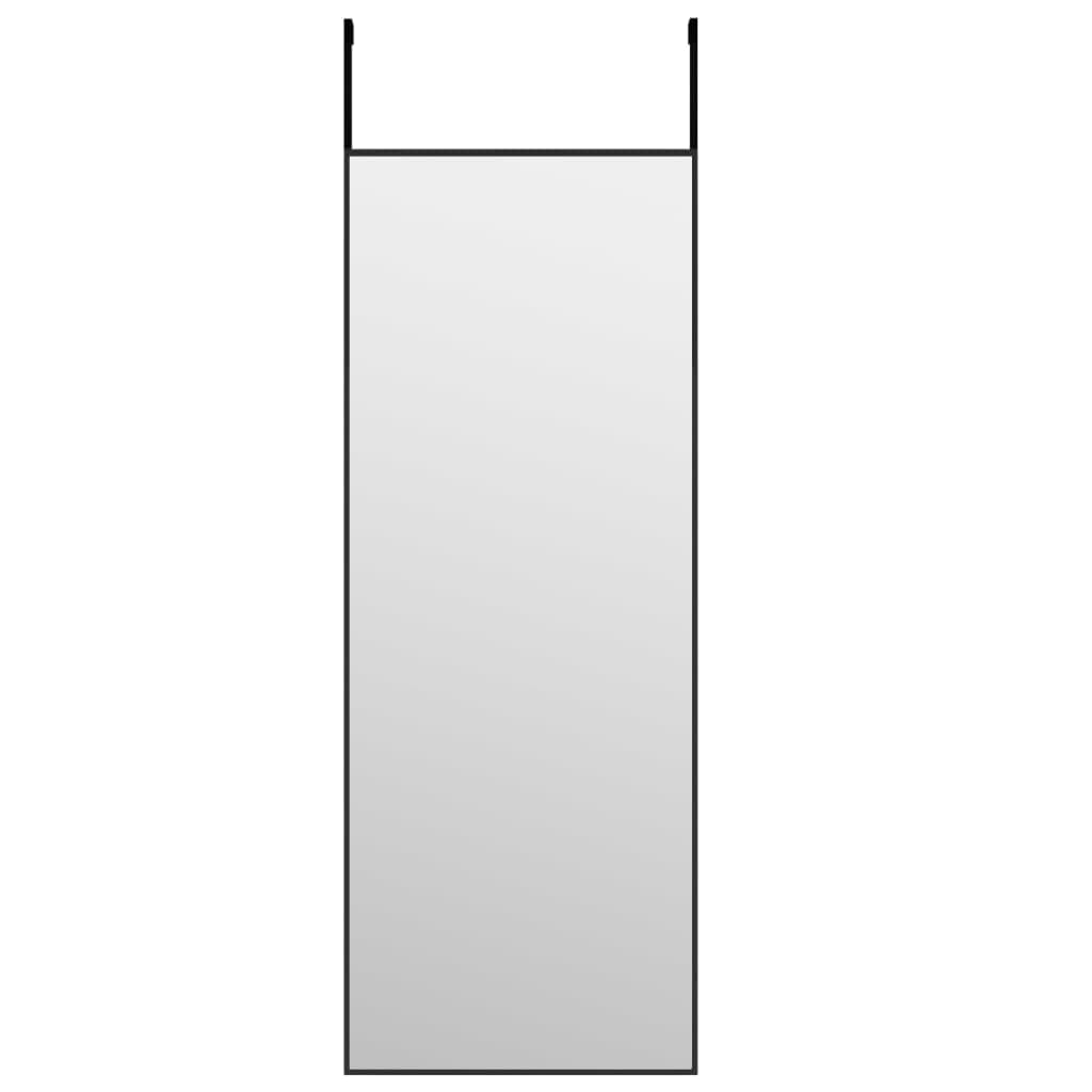 vidaXL Door Mirror Indoor Bathroom Decorative Standing Wall-mounted Hanging Make up Dressing Mirror Black 30x80 cm Glass and Aluminium