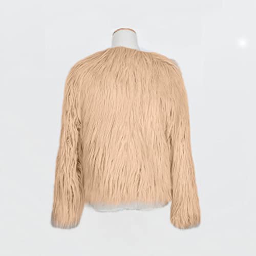 Girls Shaggy Jacket Faux 𝗙𝘂r Open Front Furry Long Sleeve Windproof Coat Winter Solid Warm Outerwear3