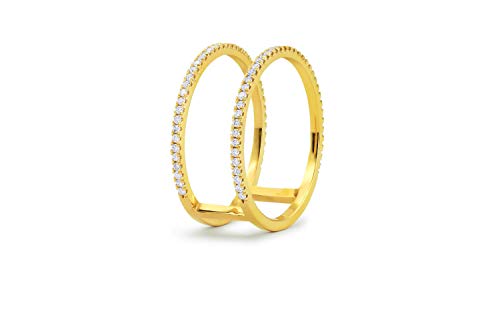 14K Gold Plated Sterling Silver Cubic Zirconia Two Twist Eternity Band CZ Engagement Rings Wedding Band for Women(6)4