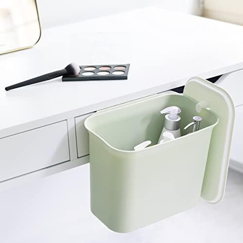Navaris 5L Hanging Trash Bins - Set of 2 - Over Cupboard Door Waste Bins - Small Bins with Lids for Kitchen Bathroom or Nursery - 1x White, 1x Mint