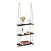 Relaxdays Estantería Colgante, Tres estantes, con Cuerda, Decoración de Pared, 96x43x15 cm, 1 Ud, Marrón, Madera