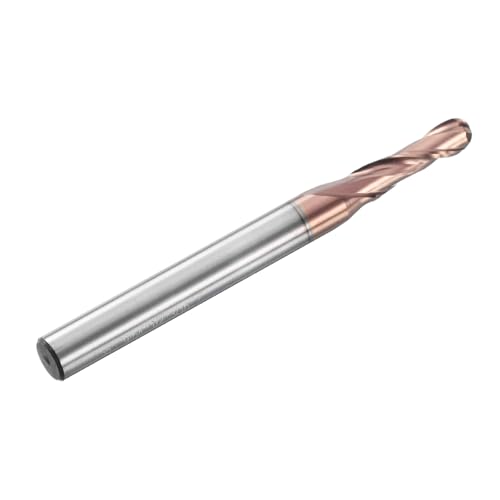 Image of HARFINGTON Ball Nose End Mill 2 Flute 9 /64 inch Diameter 3 /16 inch Shank Tungsten Carbide TiAlN Coated Spiral CNC Router Bits 1 /2 inch Cutting Length Single End Ball for Carving Engraving Grinding