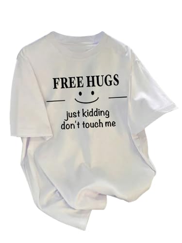 SweatyRocks Girl's Letter Graphic Tees Crew Neck Short Sleeve Summer Funny T Shirts