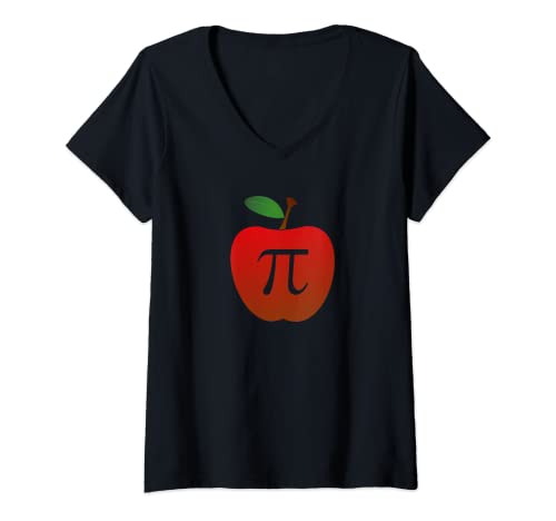 Mujer Hilarious Apple Pi Food Pun Teacher Student Funny Meme regalo Camiseta Cuello V