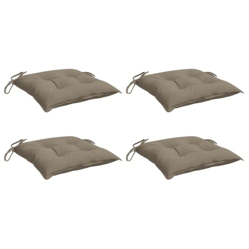 vidaXL Lot de 4 Coussins de Chaise, Galette de Siège avec Jeux de Cordes, Coussin d'Extérieur Imperméable, Taupe 40x40x7 cm Tissu Oxford