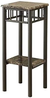 Monarch Specialties 3044 Accent Table, Side, End, Plant Stand, Square, Living Room, Bedroom, Metal, Laminate, Brown Marble Look, Transitional Espresso Bronze L x 12" W x 28" H, Cappuccino 12"L x 12"W x 28"H